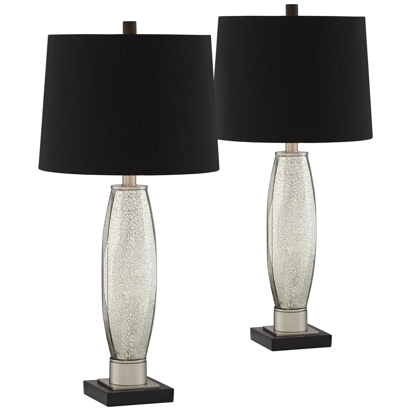 Set of 2 Mercury Glass Nightstand Lamps Bedside Lighting