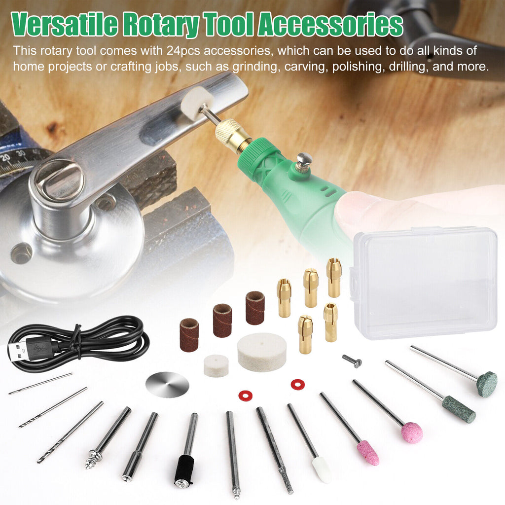 25-Piece Cordless Grinder Rotary Tool Kit with Variable Speed & Accessories Set