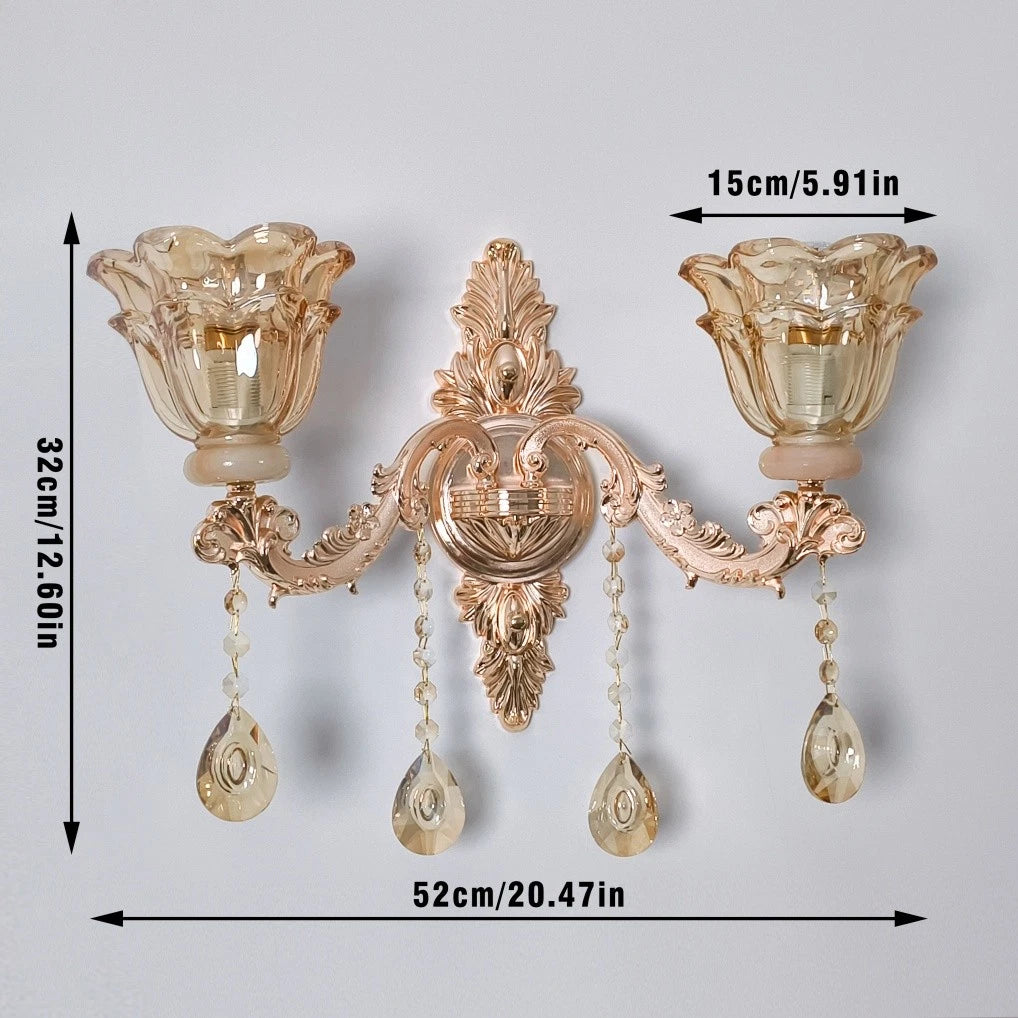 Gold Crystal Wall Sconce Vintage Indoor LED Light Fixture