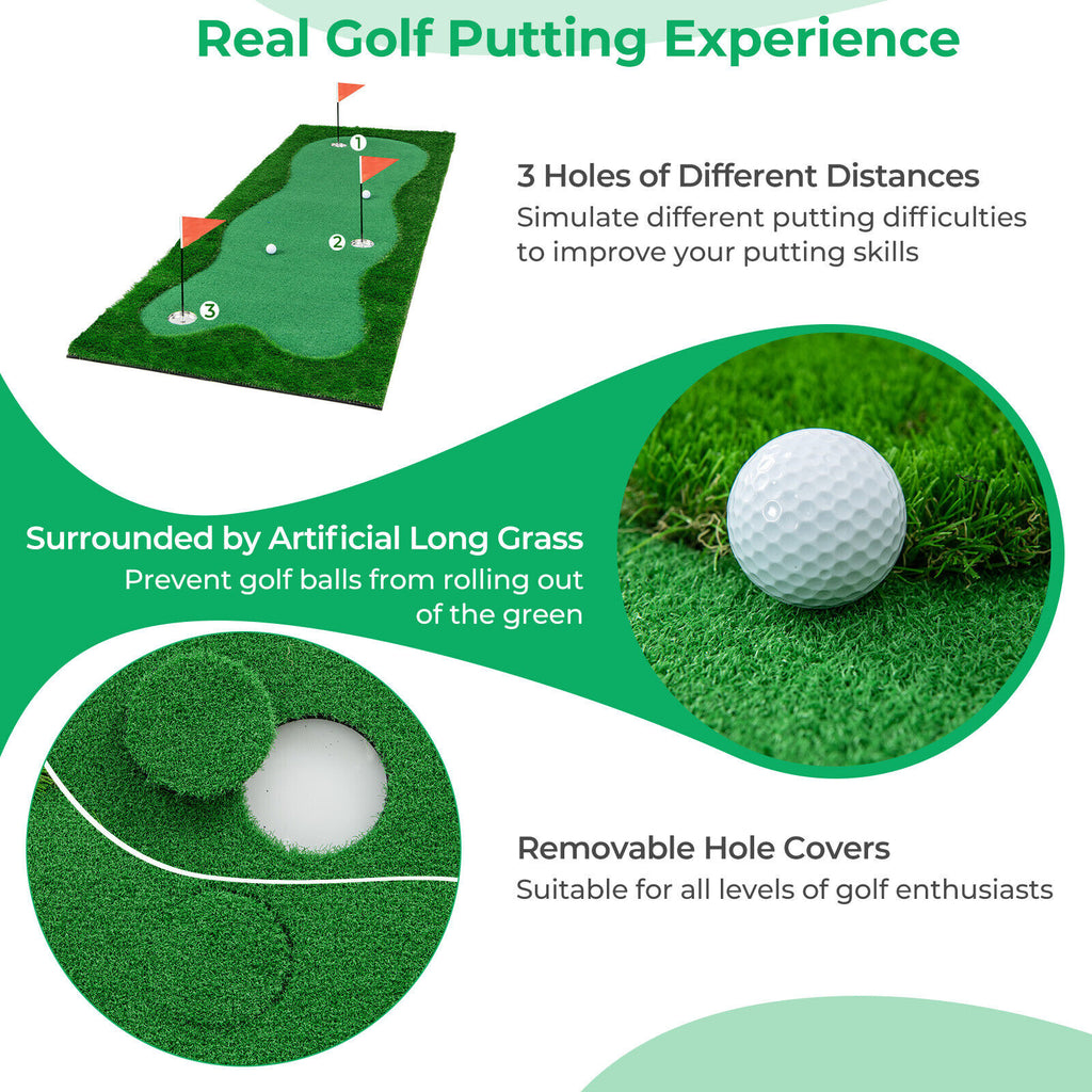 Professional Golf Putting Green Mat 10x3.3FT + Accessories