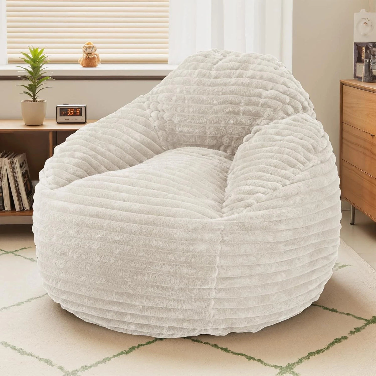 39in Foam Bean Bag Gaming Chair with Removable Washable Cover Beige
