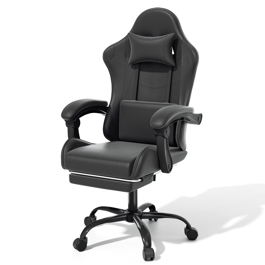 Ergonomic Gaming Chair with Footrest Recliner and Lumbar Support Black