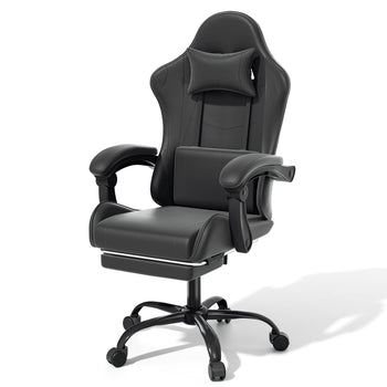 Ergonomic Gaming Chair with Footrest Recliner and Lumbar Support Black