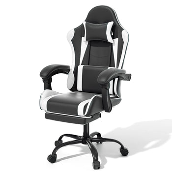 Ergonomic Gaming Chair with Footrest Recliner and Lumbar Support White