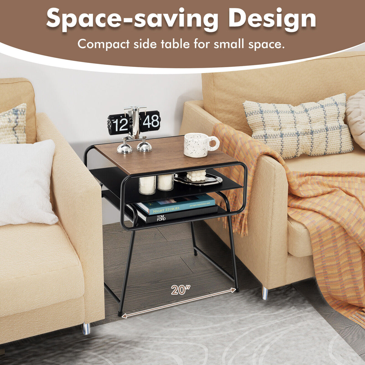 3-Tier Sofa Display Table Bedroom & Living Room Nightstand