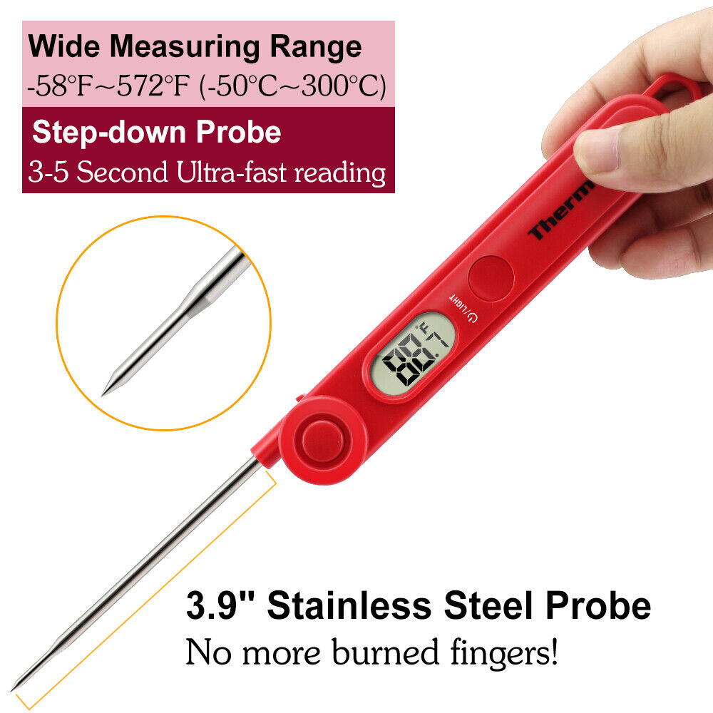 Quick Read Digital Meat Thermometer LCD BBQ Cooking Food Probe