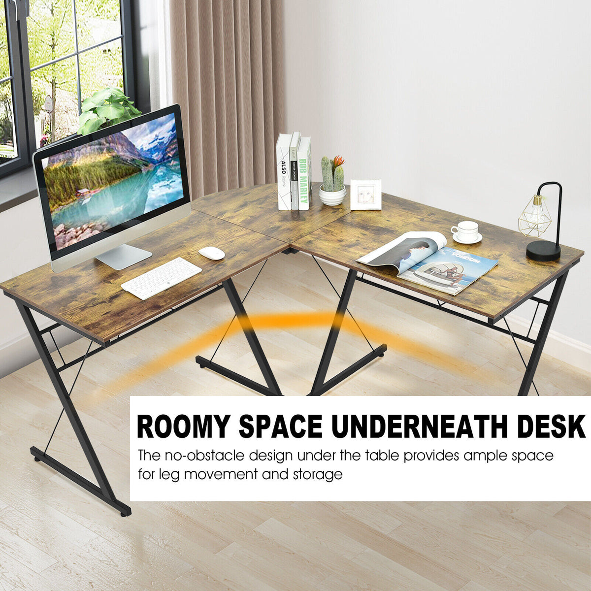 59" L-Shaped Corner Desk Computer Table for Home & Office Workstation