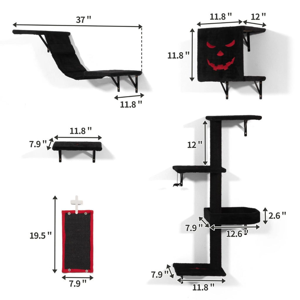 Gothic Cat Wall Shelves 5-Piece Climber Set Pet Furniture