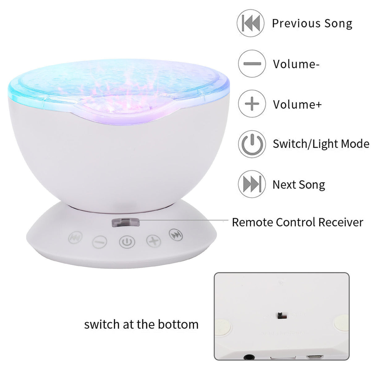 Starry Night Light Projector with Ocean Stars, Sky Speaker, and Remote