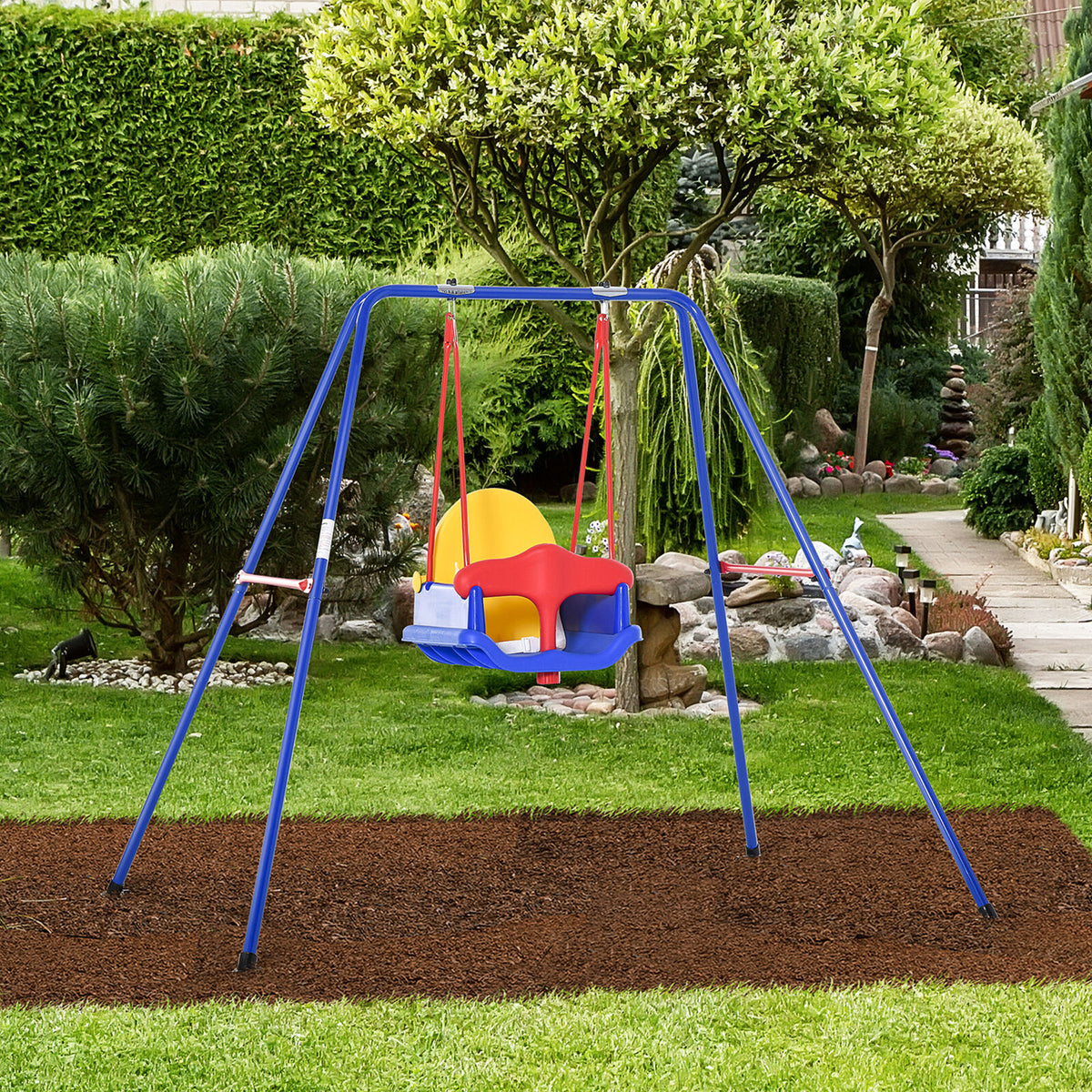 Outdoor Playground Swing Set for Children with Safety Harness