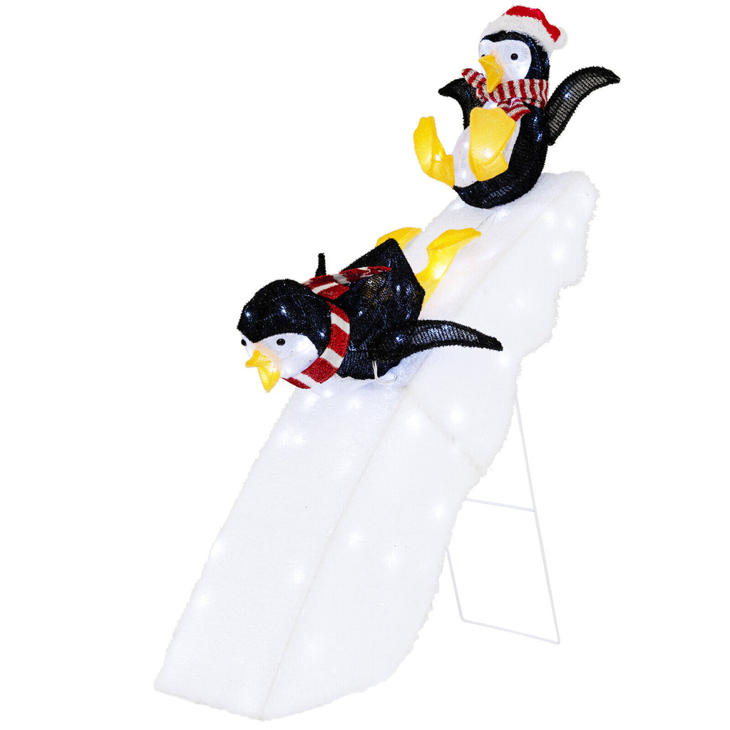 4' Pre-Lit Ice Skating Penguin Christmas Decoration with LED Lights