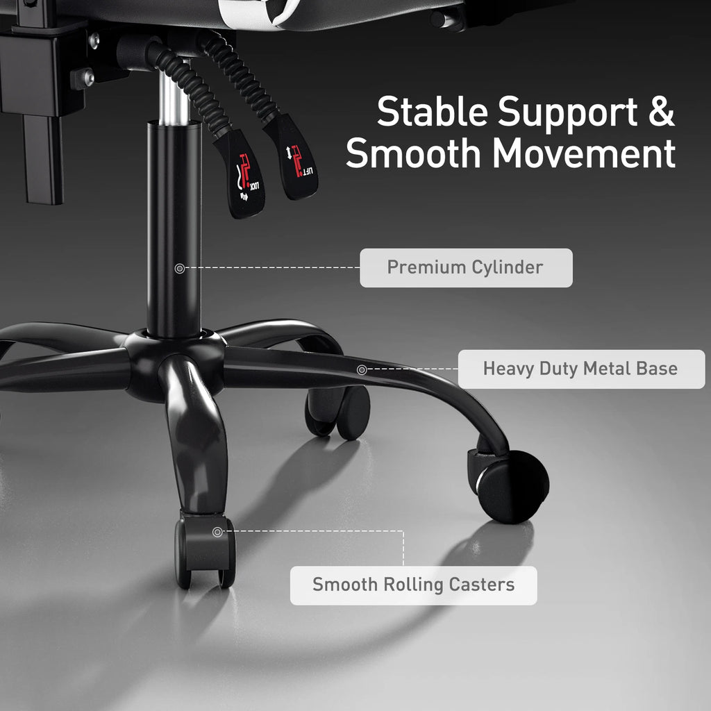 Ergonomic Gaming Chair with Footrest Recliner and Lumbar Support White