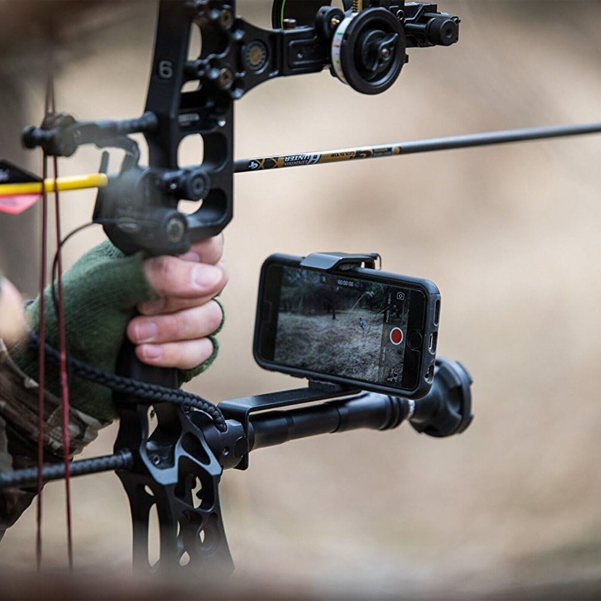 Bow-Mount Smartphone Holder for Archery Hunting