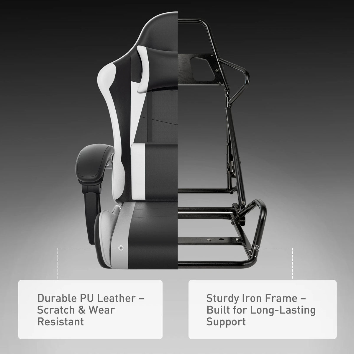 Ergonomic Gaming Chair with Footrest Recliner and Lumbar Support White