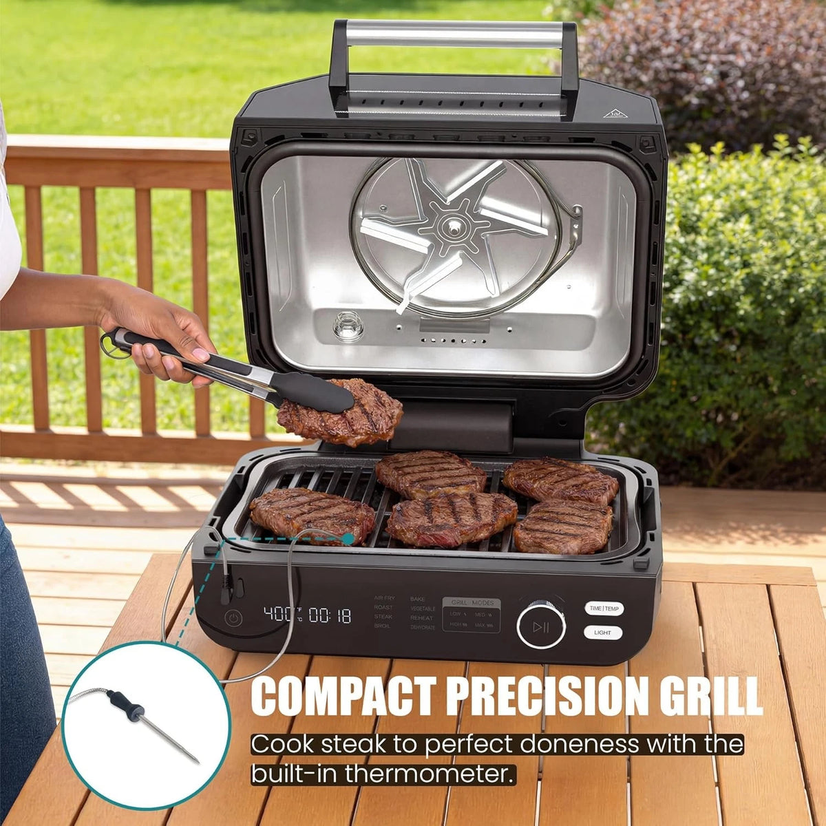 8-in-1 Electric Indoor Outdoor Grill & Air Fryer 140-450°F