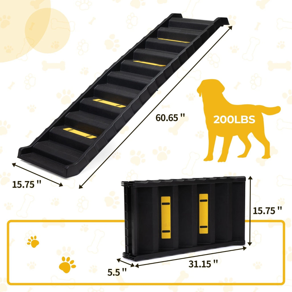 Folding Dog Ramp with Non-Slip Steps for Cars SUVs and Trucks Portable