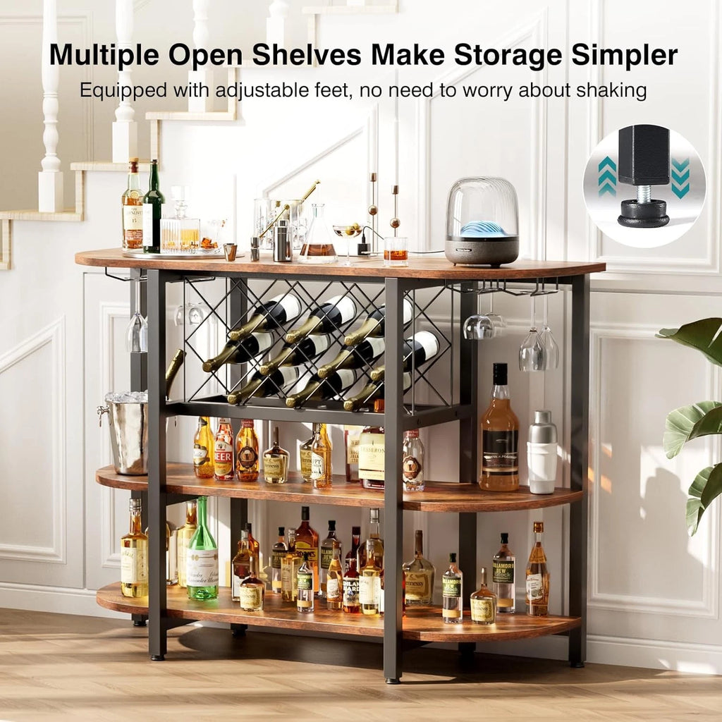 47in LED Bar Cabinet with Charging Station & Wine Storage