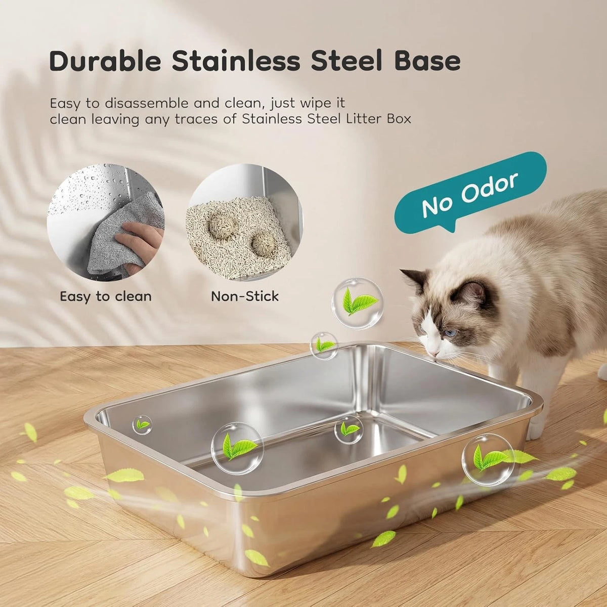 Extra Large Stainless Steel Cat Litter Box Lid Scoop Dual Entry Design