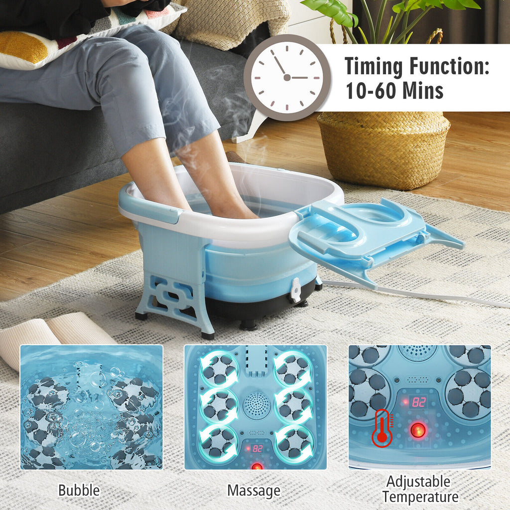 Foldable Foot Spa Bath with Bubble Massager and Timer
