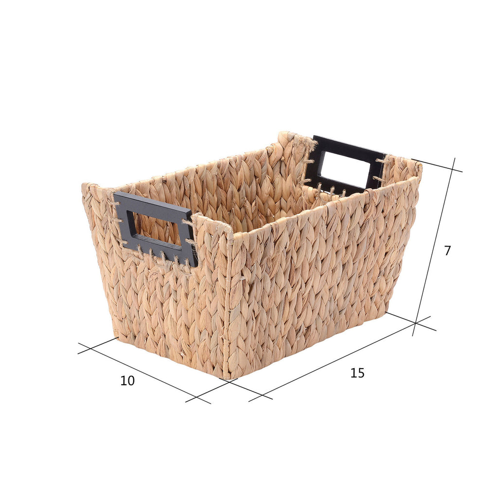 2-Pack Rectangle Handmade Wicker Baskets with Nesting Wire Frame