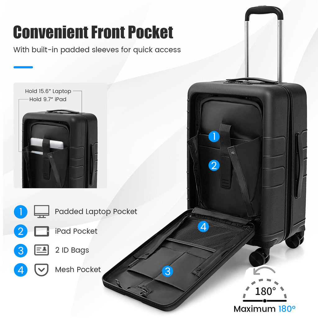 20" Carry-on Hardside Luggage Suitcase w/ TSA Lock & USB Charging Port
