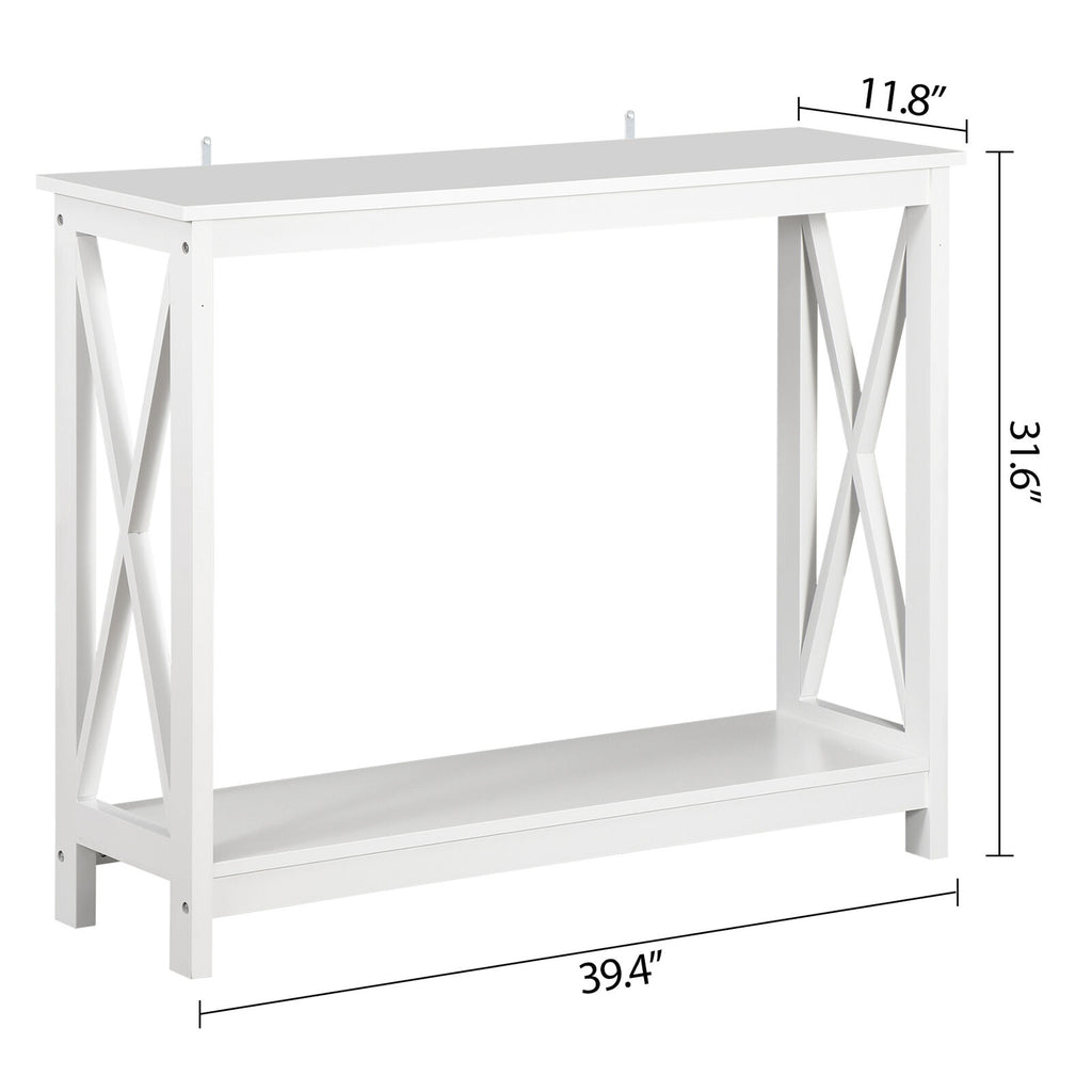 39-Inch Console Table Modern Entryway and Living Room Furniture White