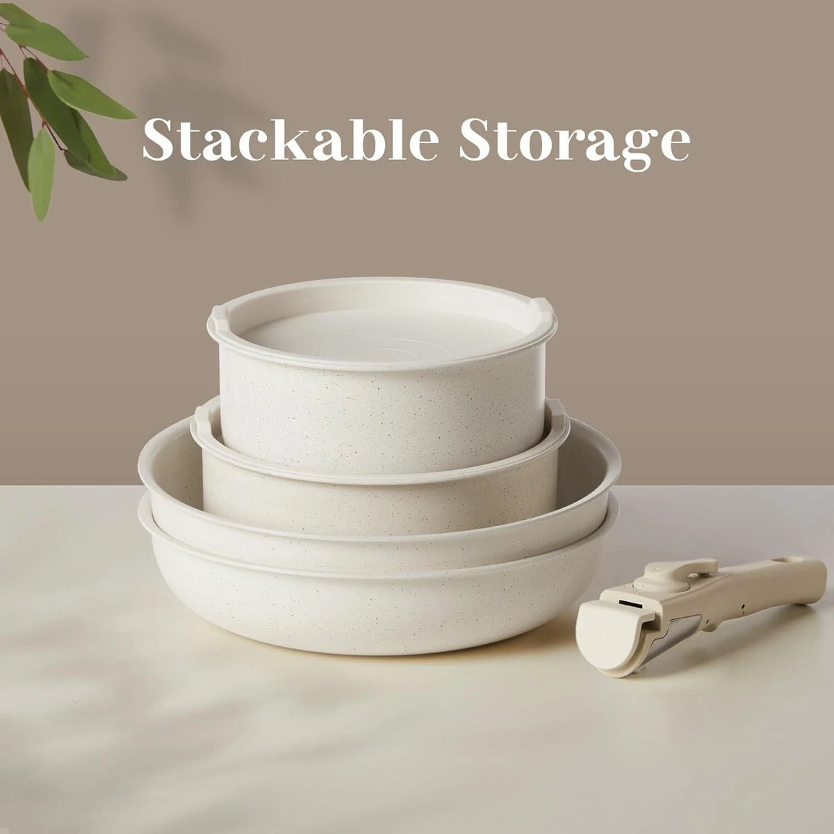 12-Piece Nonstick Granite Cookware Set with Detachable Handles