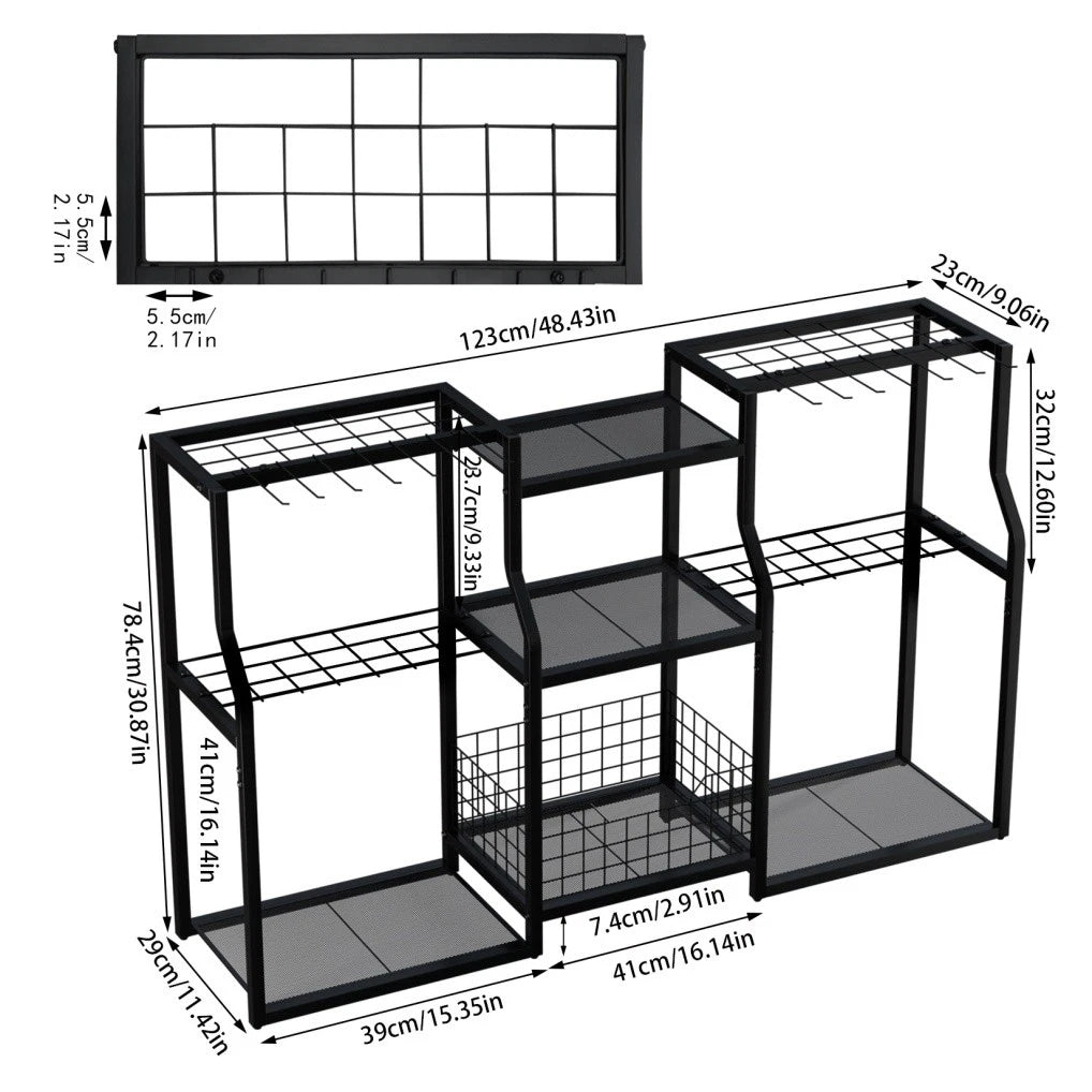 Garden Tool Rack with Shelves and Freestanding Storage XL
