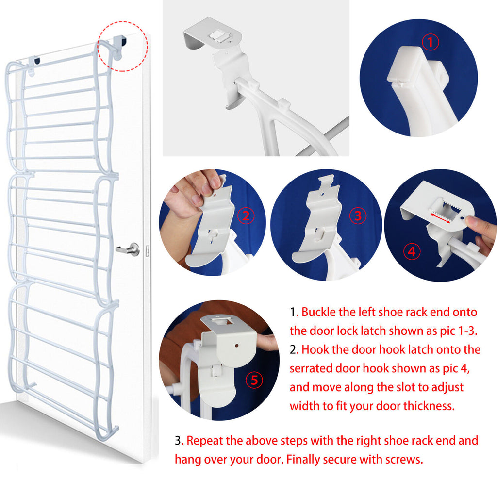 Wall Hanging Closet Shoes Organizer Over The Door Shoe Rack 36 Pairs