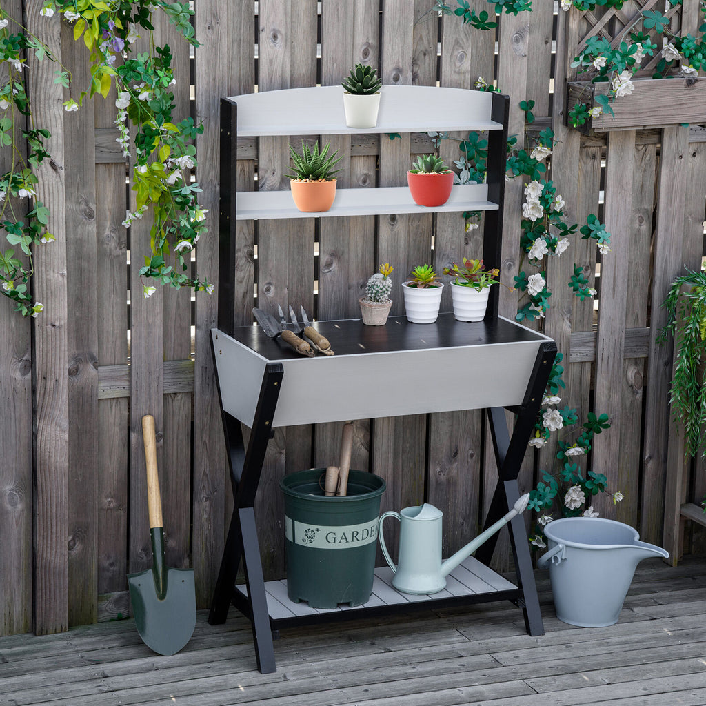 Outdoor Potting Bench with Storage Garden Workstation