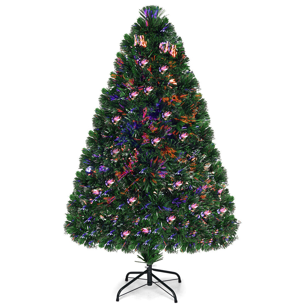 4ft Pre-lit Fiber Optic PVC Christmas Tree with Metal Stand
