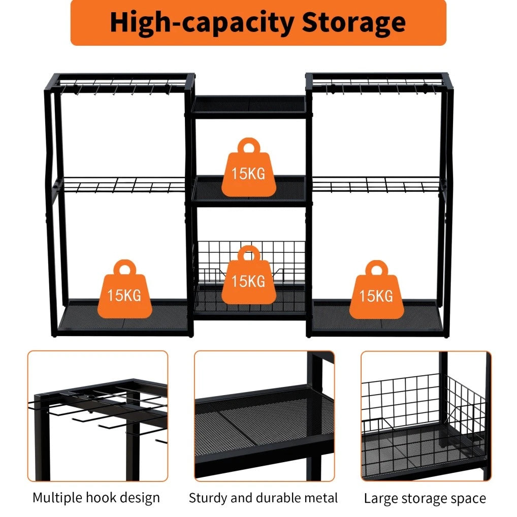 Garden Tool Rack with Shelves and Freestanding Storage XL