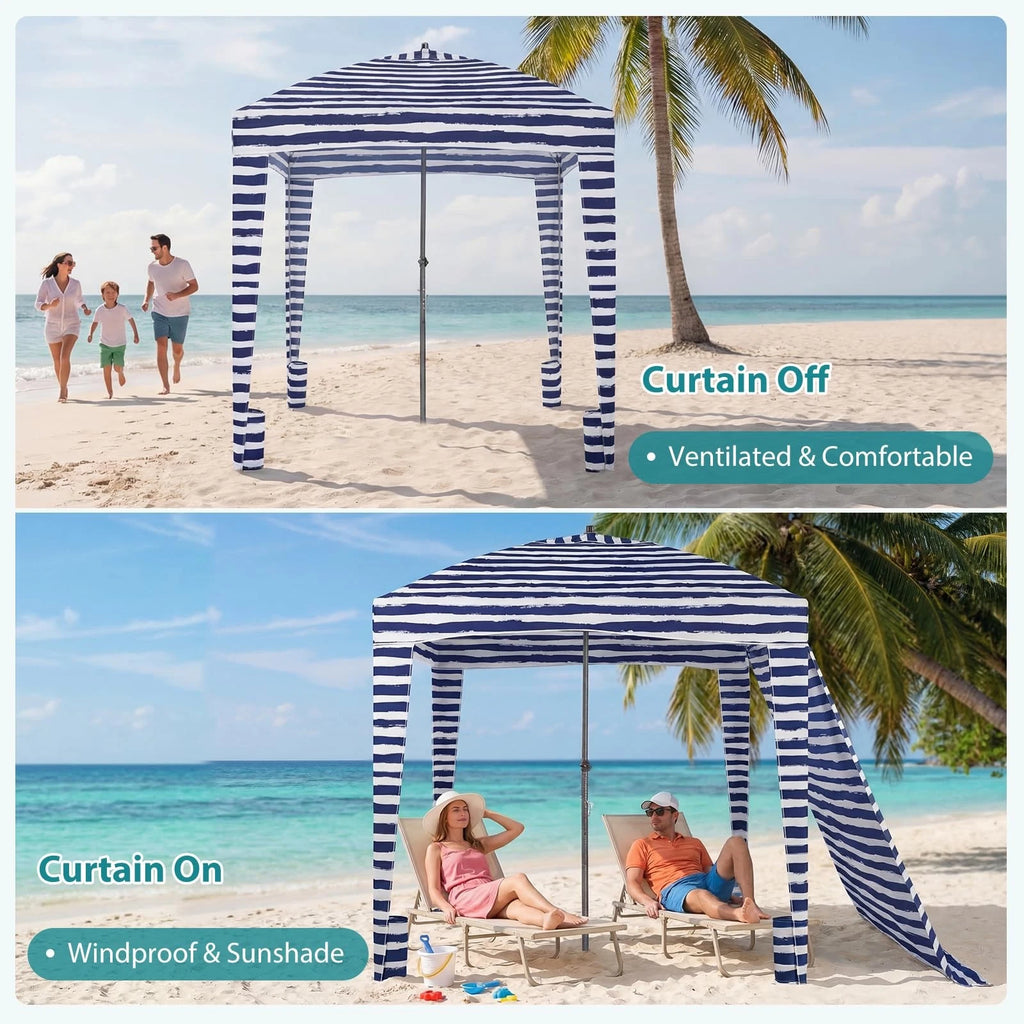 6x6 ft UPF 50+ Beach Cabana Canopy with Detachable Side Wall