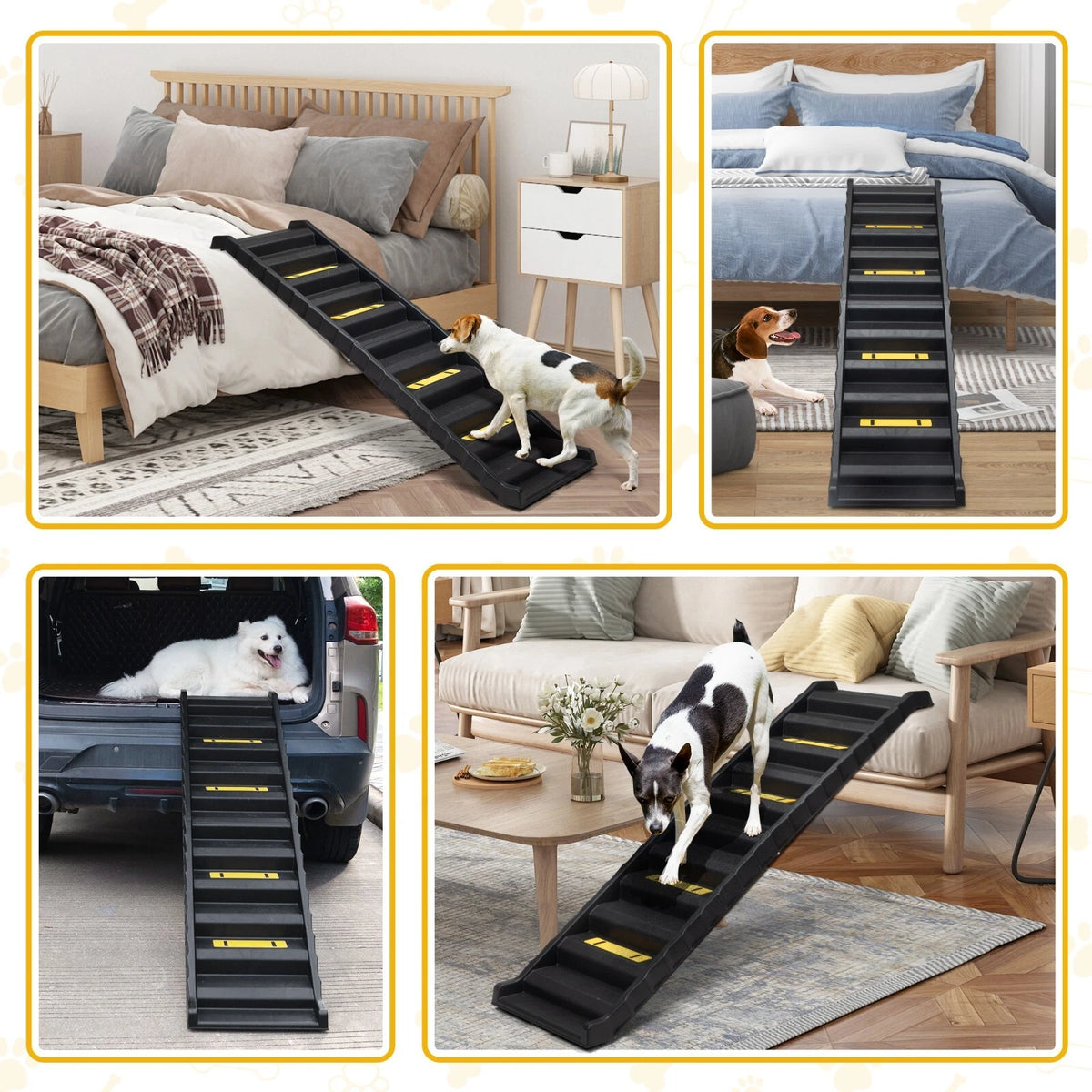 Folding Dog Ramp with Non-Slip Steps for Cars SUVs and Trucks Portable