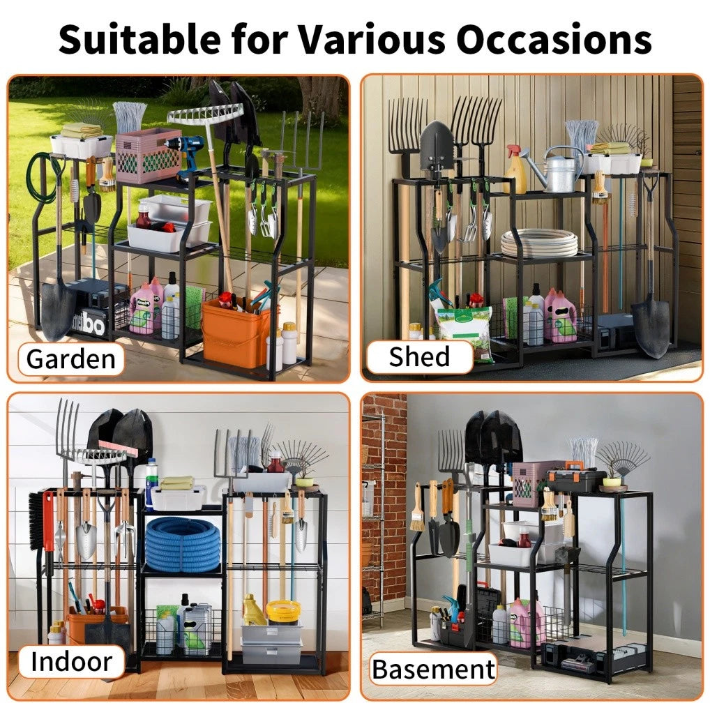 Garden Tool Rack with Shelves and Freestanding Storage XL
