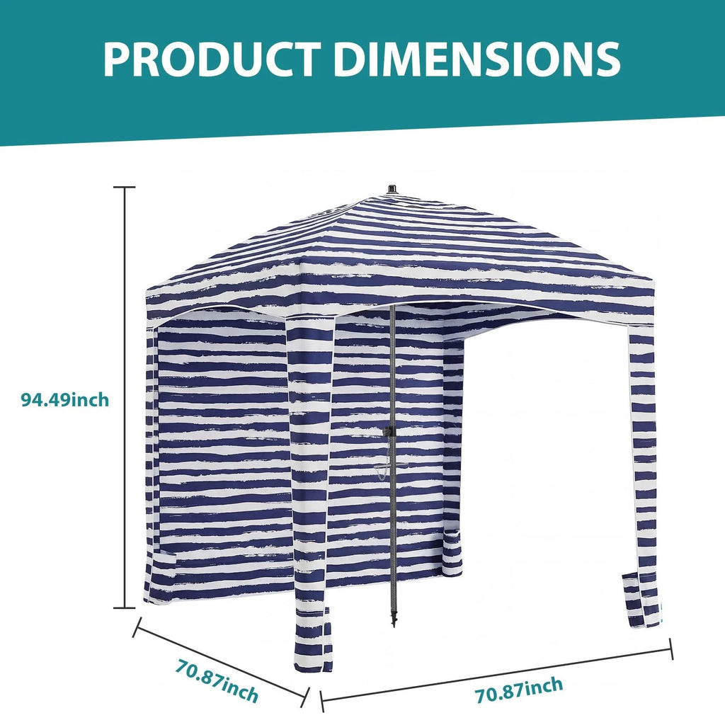 6x6 ft UPF 50+ Beach Cabana Canopy with Detachable Side Wall