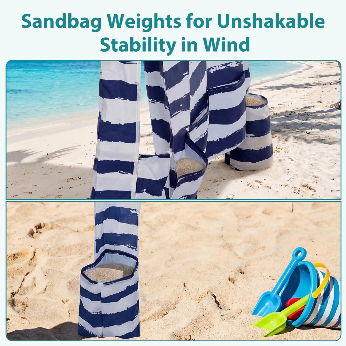 6x6 ft UPF 50+ Beach Cabana Canopy with Detachable Side Wall