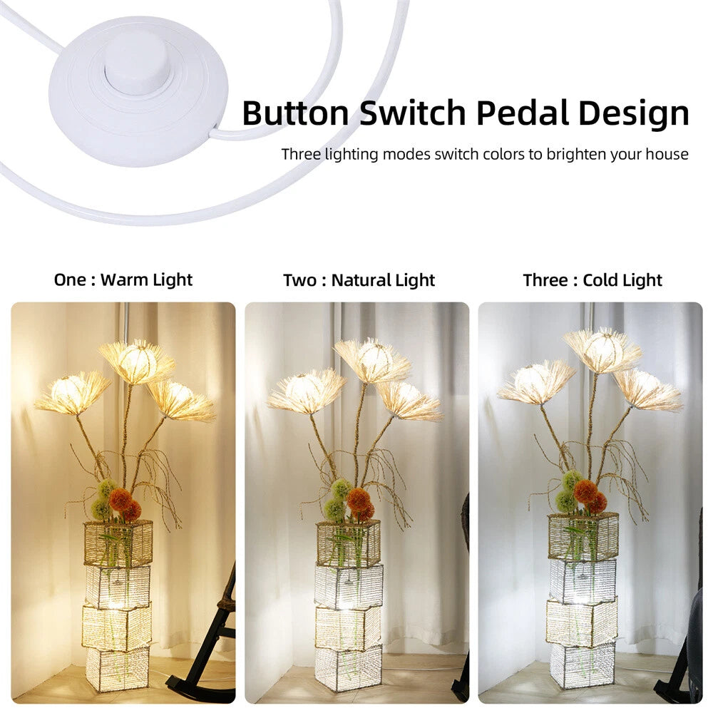 Modern Rattan LED Floor Lamp with 3 Light Colors
