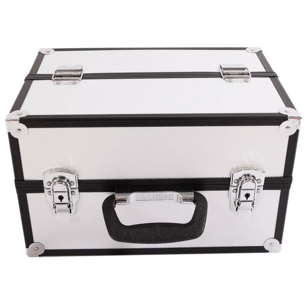 Foldable 3-Tier Aluminum Makeup Train Case Silver Organizer