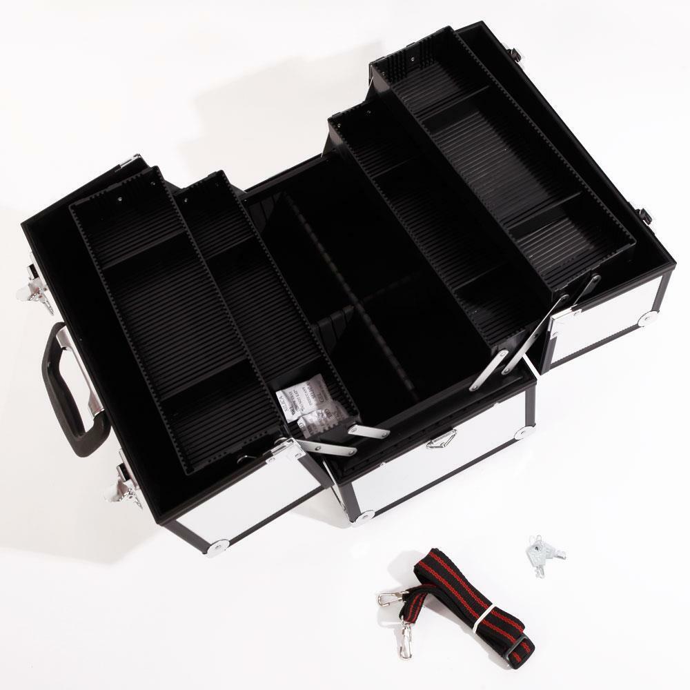Foldable 3-Tier Aluminum Makeup Train Case Silver Organizer