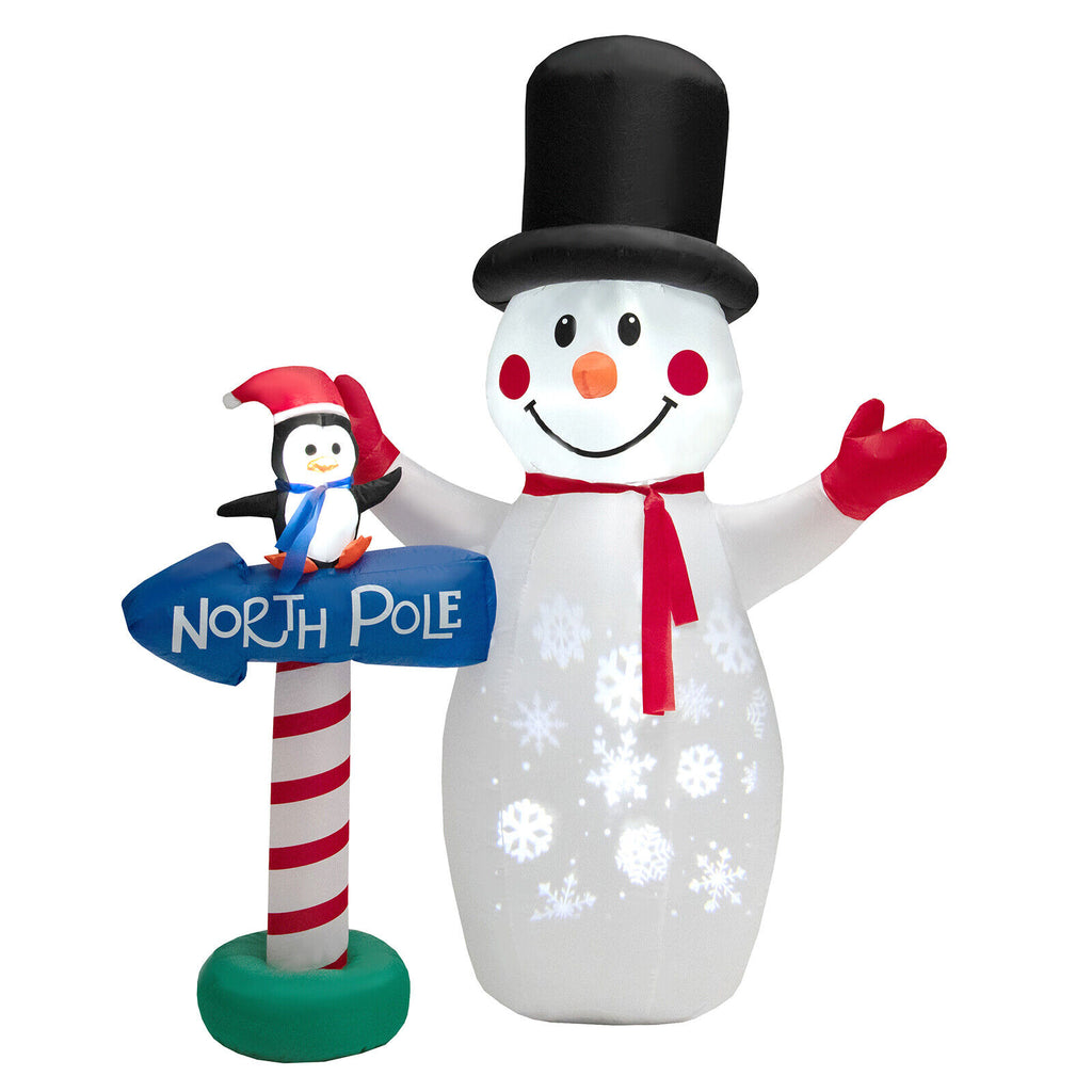 Outdoor Giant Christmas Snowman with Penguin Guidepost Inflatable Decoration