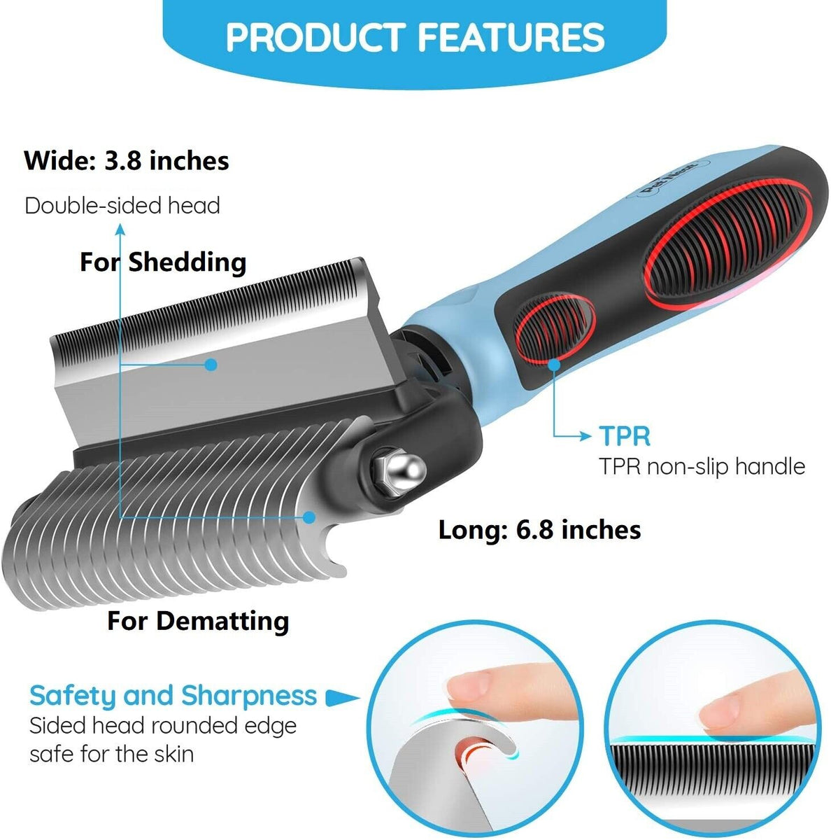 Dual-Sided Pet Grooming Brush for Shedding and Dematting