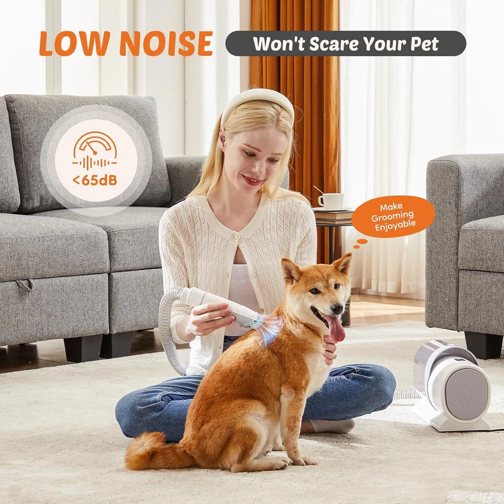 2.5L Pet Grooming Vacuum Kit with Clippers & 3 Suction Modes