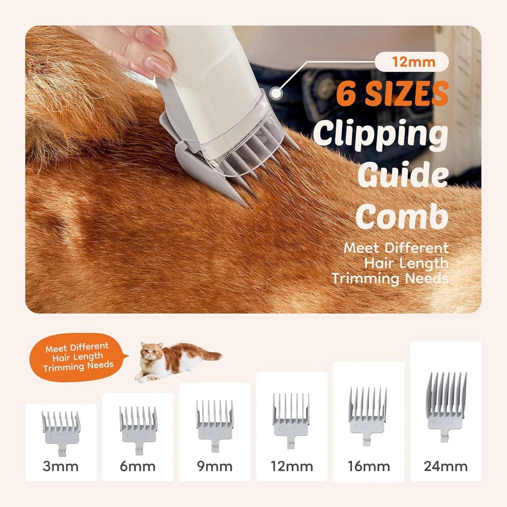 2.5L Pet Grooming Vacuum Kit with Clippers & 3 Suction Modes