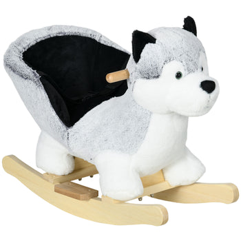 Husky-themed Wooden Rocking Horse for 18-36 Months