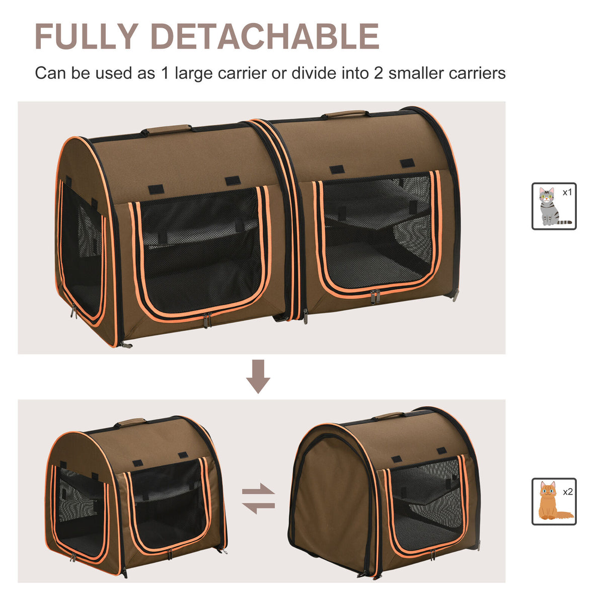 Double Cat Kennel Bag Oxford Travel Pet Carrier Seat