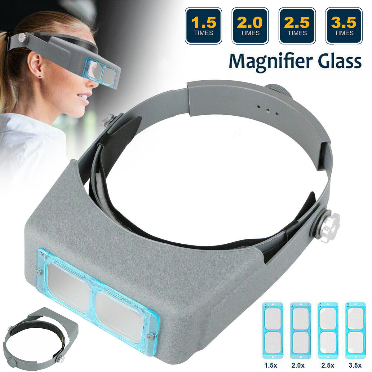 Headband Magnifier with 4 Lenses for Jewelry and Watch Repair