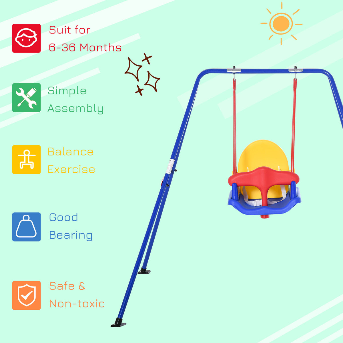 Outdoor Playground Swing Set for Children with Safety Harness