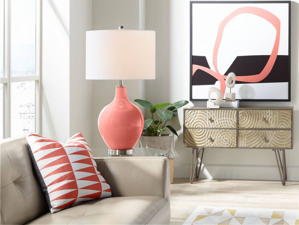 Modern Glass Table Lamp in Coral Reef Color and Brushed Nickel Finish
