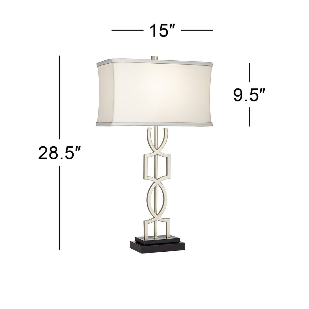 Modern Table Lamps Set of 2 With Brushed Nickel Finish And USB Ports